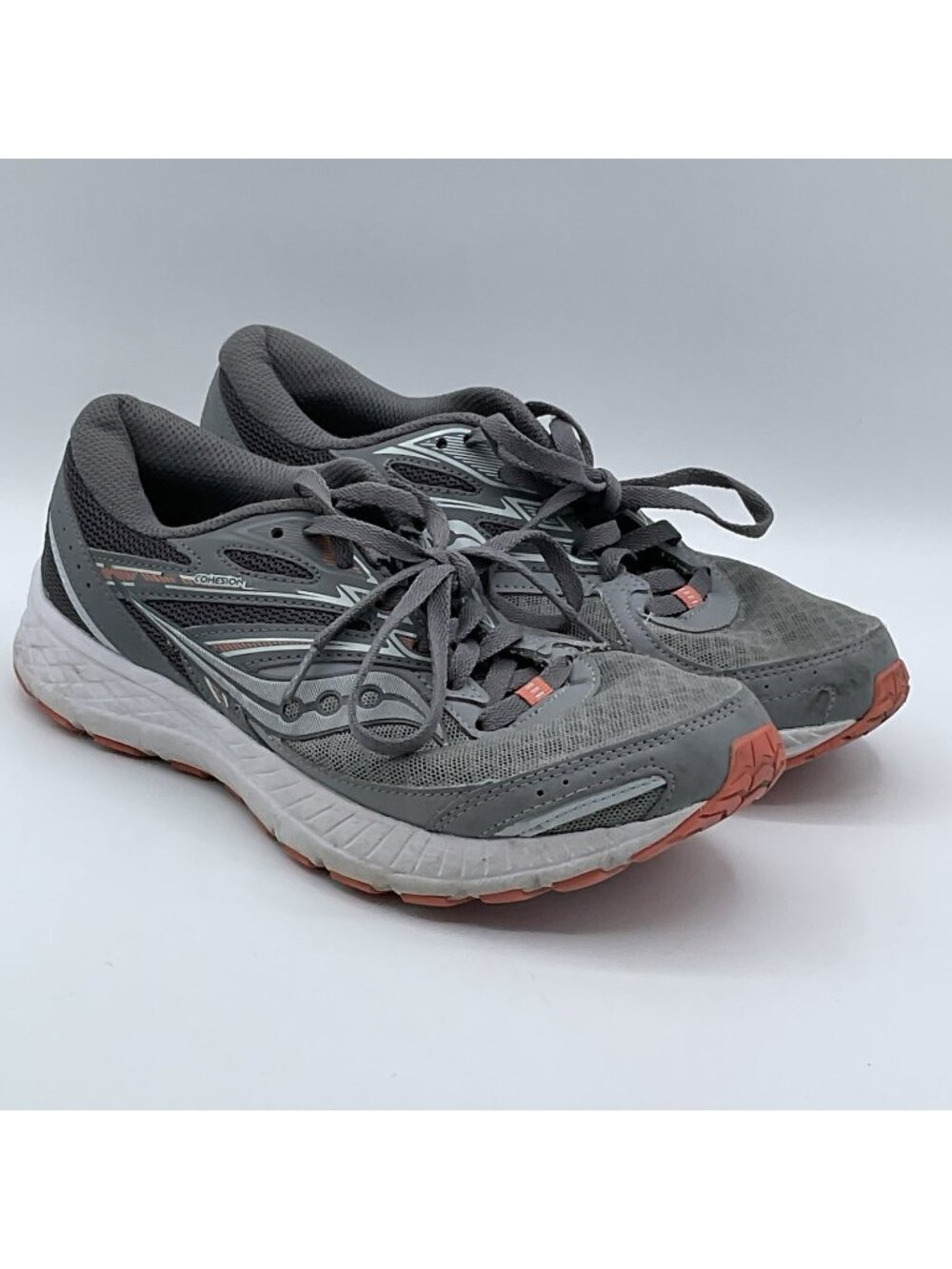 Saucony Cohesion Women’s Size 9 Gray Coral Running Athletic Shoes S10559-5
